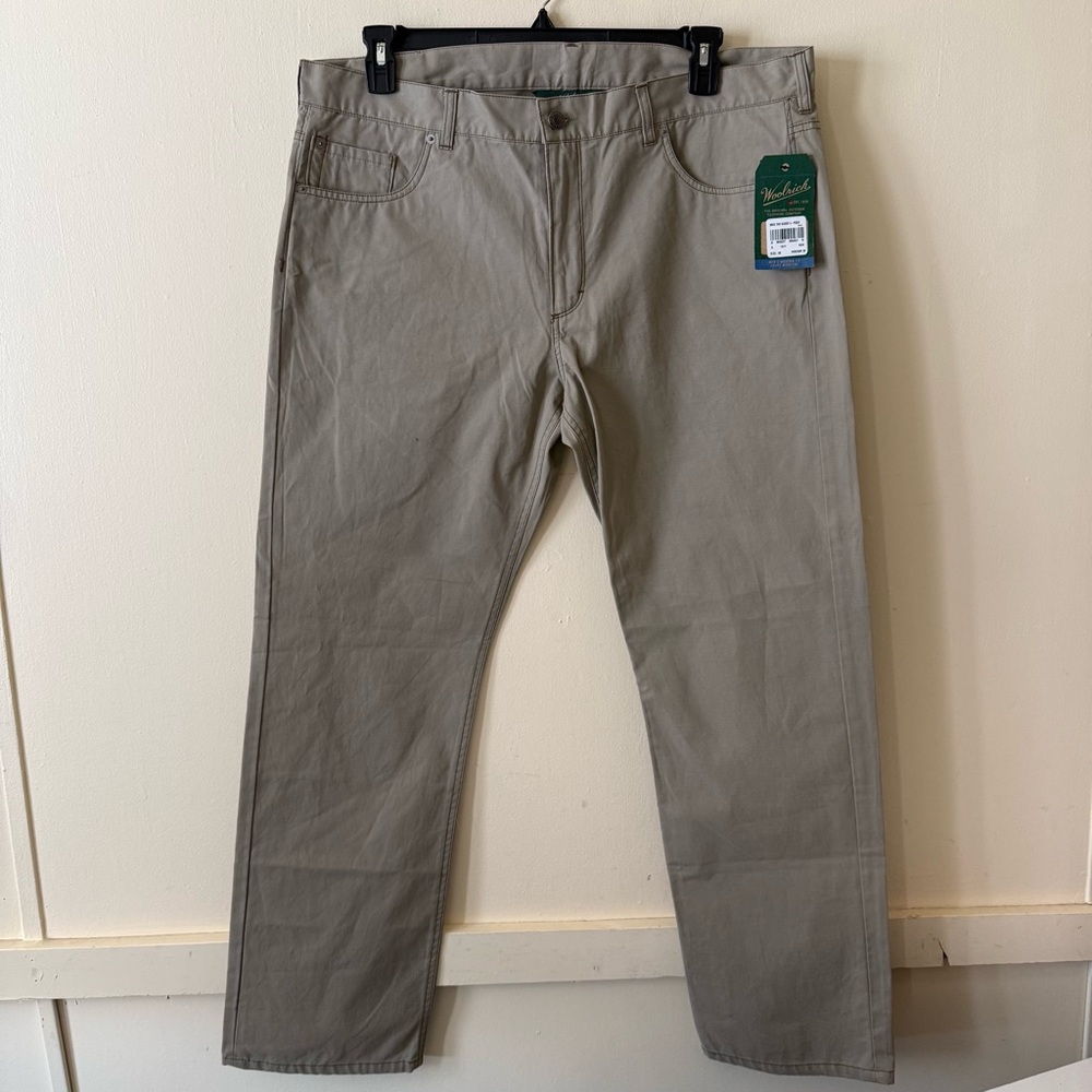 Men's Woolrich The Guide 100% Cotton Khaki Beige Pants Size 38x32 NWT Outdoors